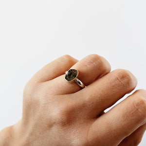Moldavite Ring in Sterling Silver