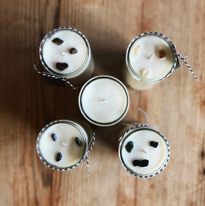 Top view of five Ritual candles