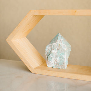 Maple hex display shelf with crystal