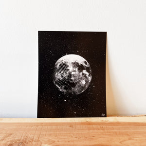 Disco Moon on a starry night background art print