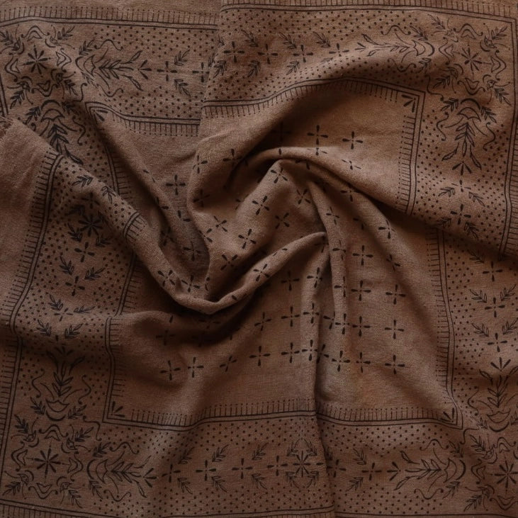 Naturally Dyed Raw Silk Bandana - Chocolate Brown