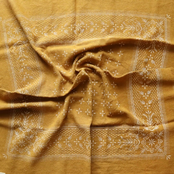 Naturally Dyed Raw Silk Bandana - Gold