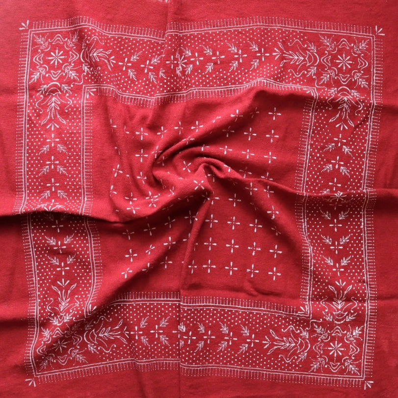 Naturally Dyed Raw Silk Bandana - Poppy Red