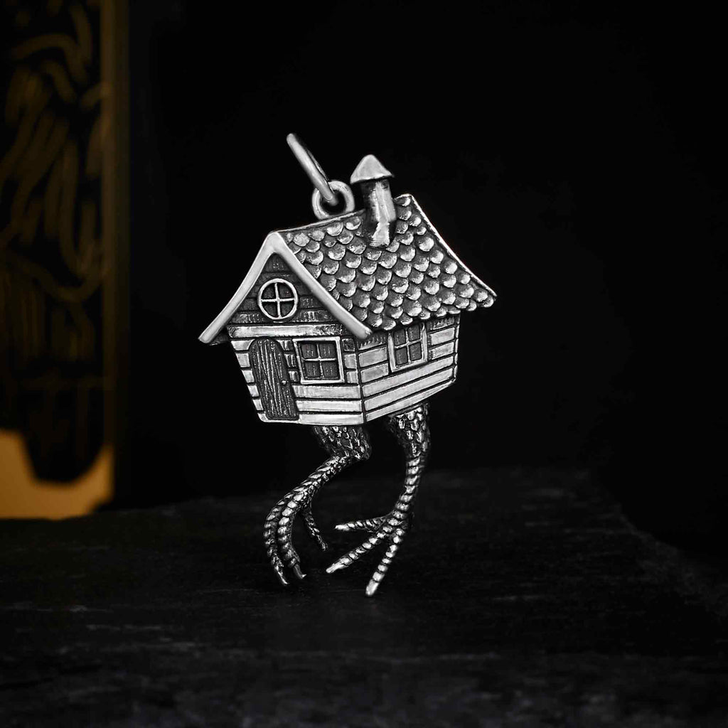 Baba Yaga Hut Charm in Sterling Silver