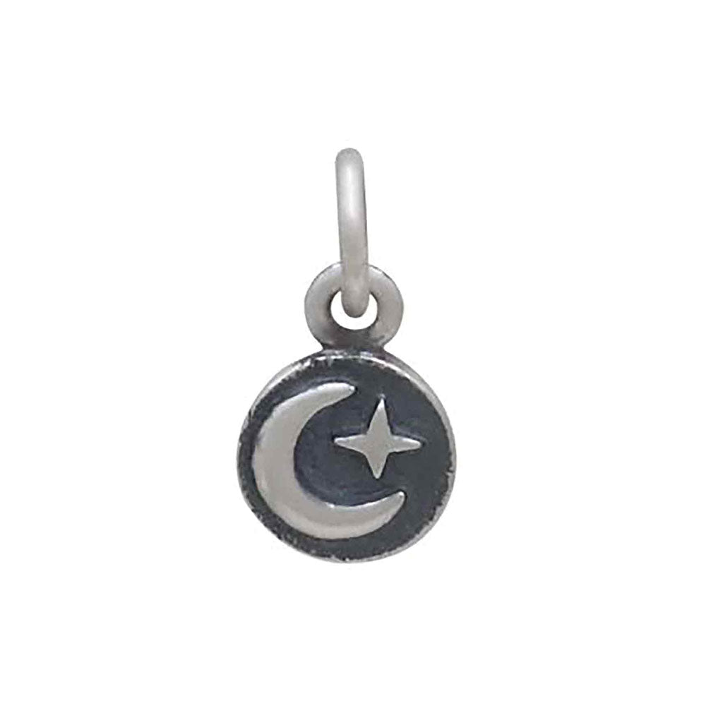Mini Moon and Star Charm in Sterling Silver