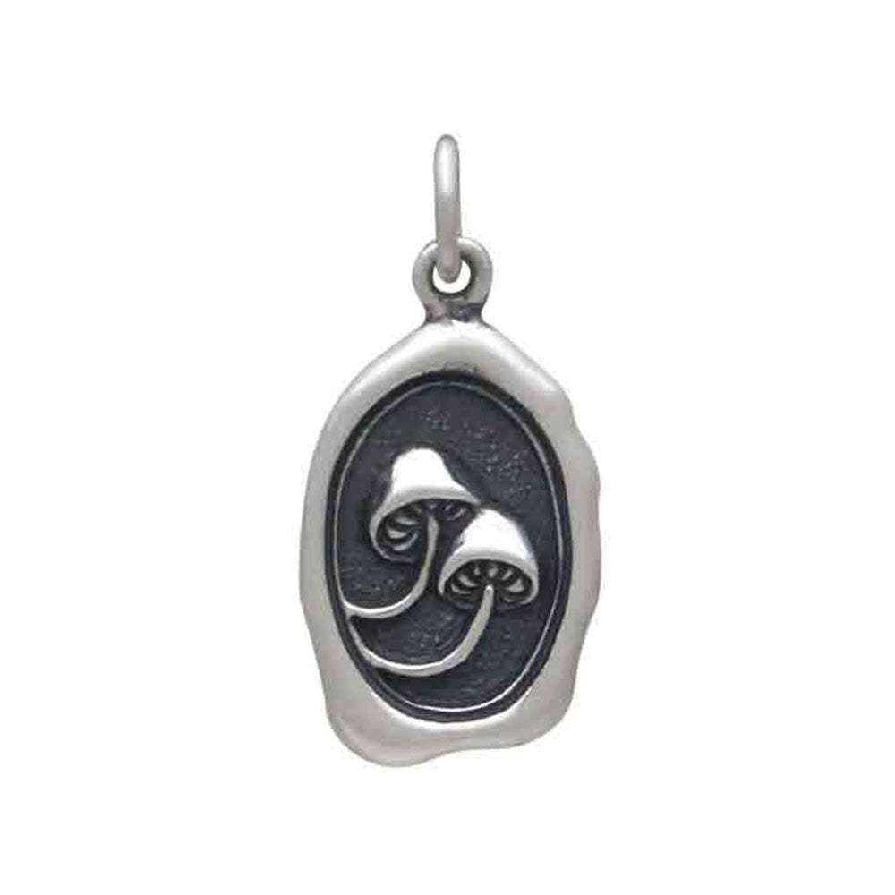 Mushroom Wax Seal Charm in Sterling Silver
