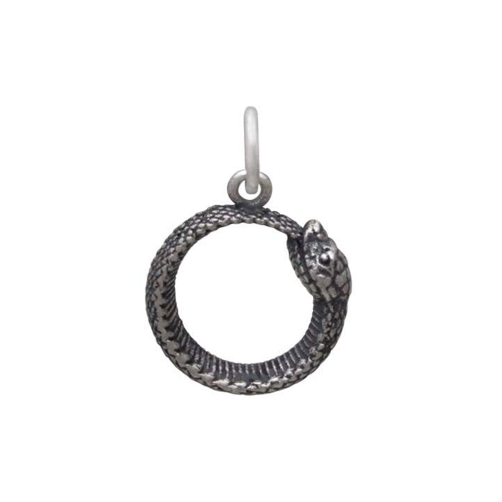 Ouroboros Snake Charm in Sterling Silver