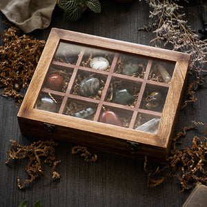 Top view of our 12-day crystal advent calendar with glass lid closed