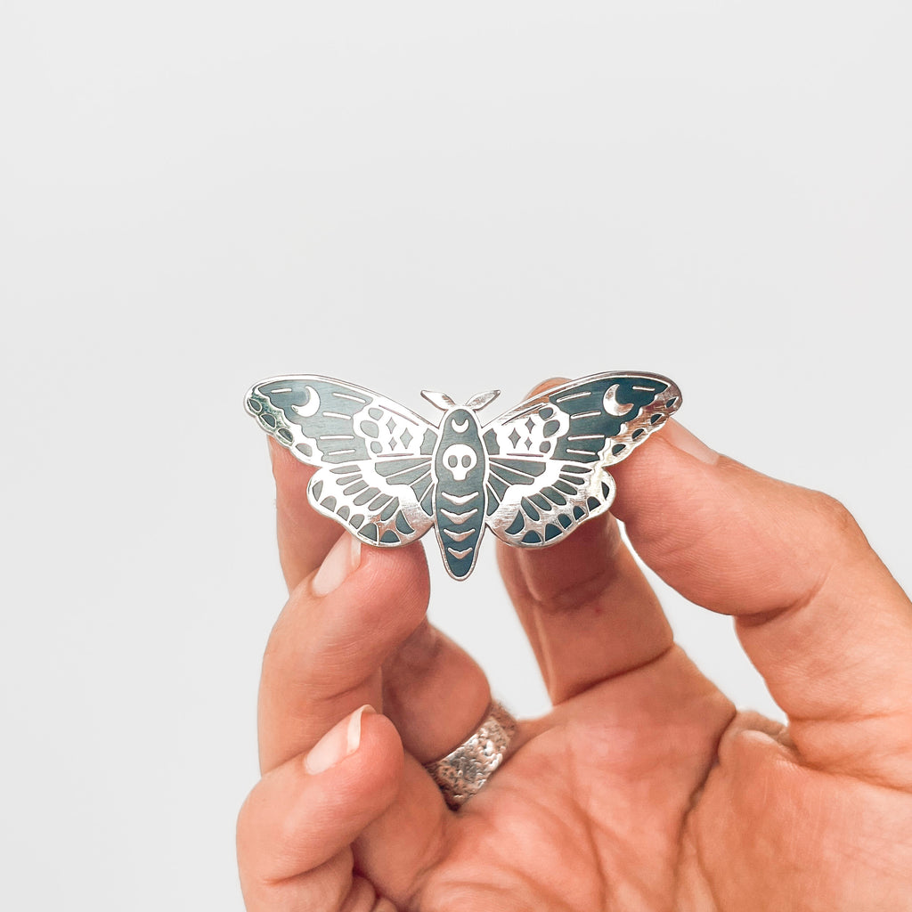 Midnight Moon Moth Enamel Pin