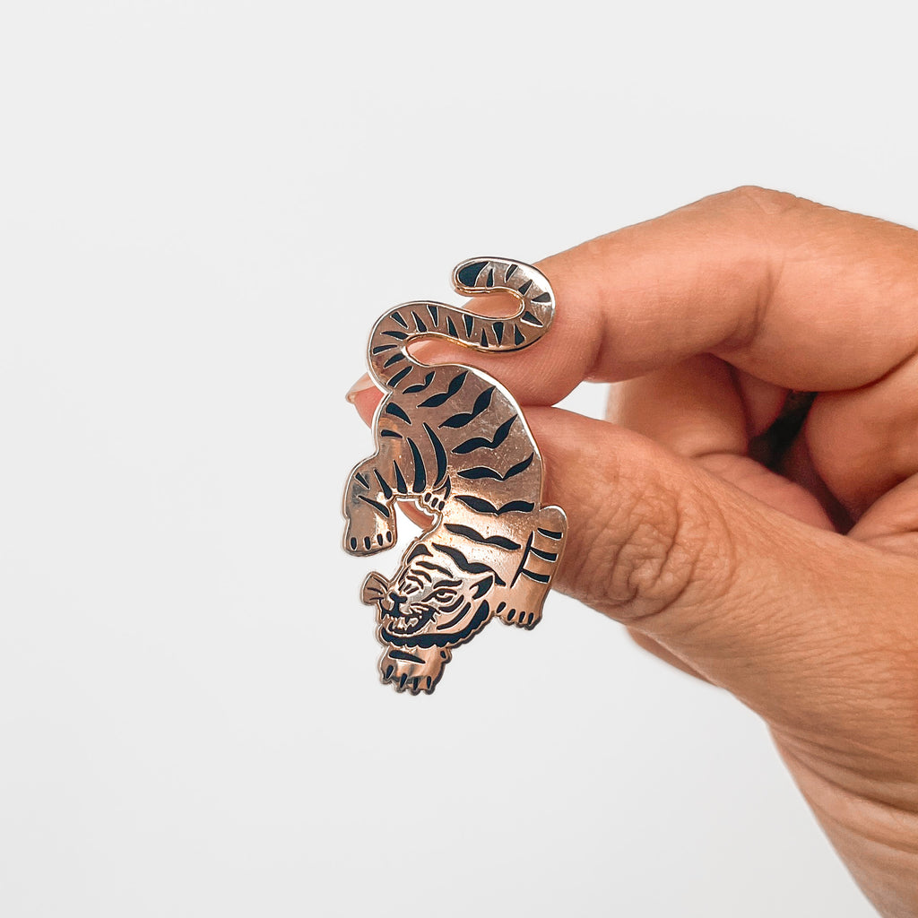 Gold Tiger Enamel Pin