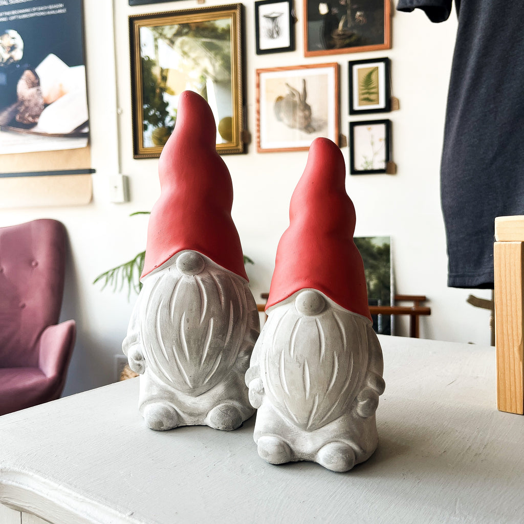 Gnome with Red Hat in Cement