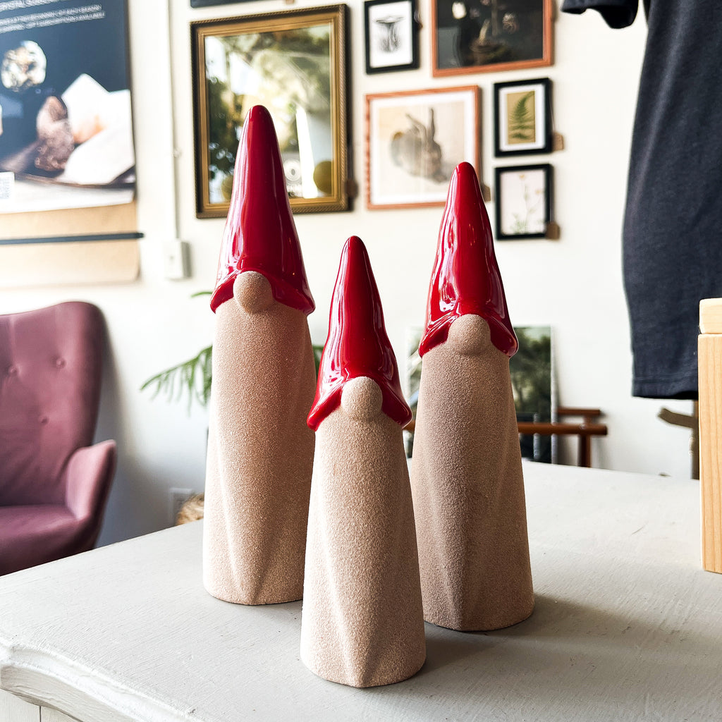 Gnome with Red Hat in Ceramic