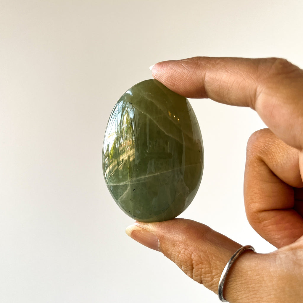 Green Moonstone Palm Stone