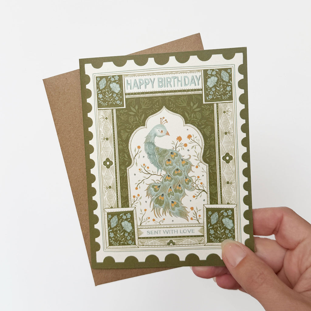 Happy Birthday Peacock Greeting Card