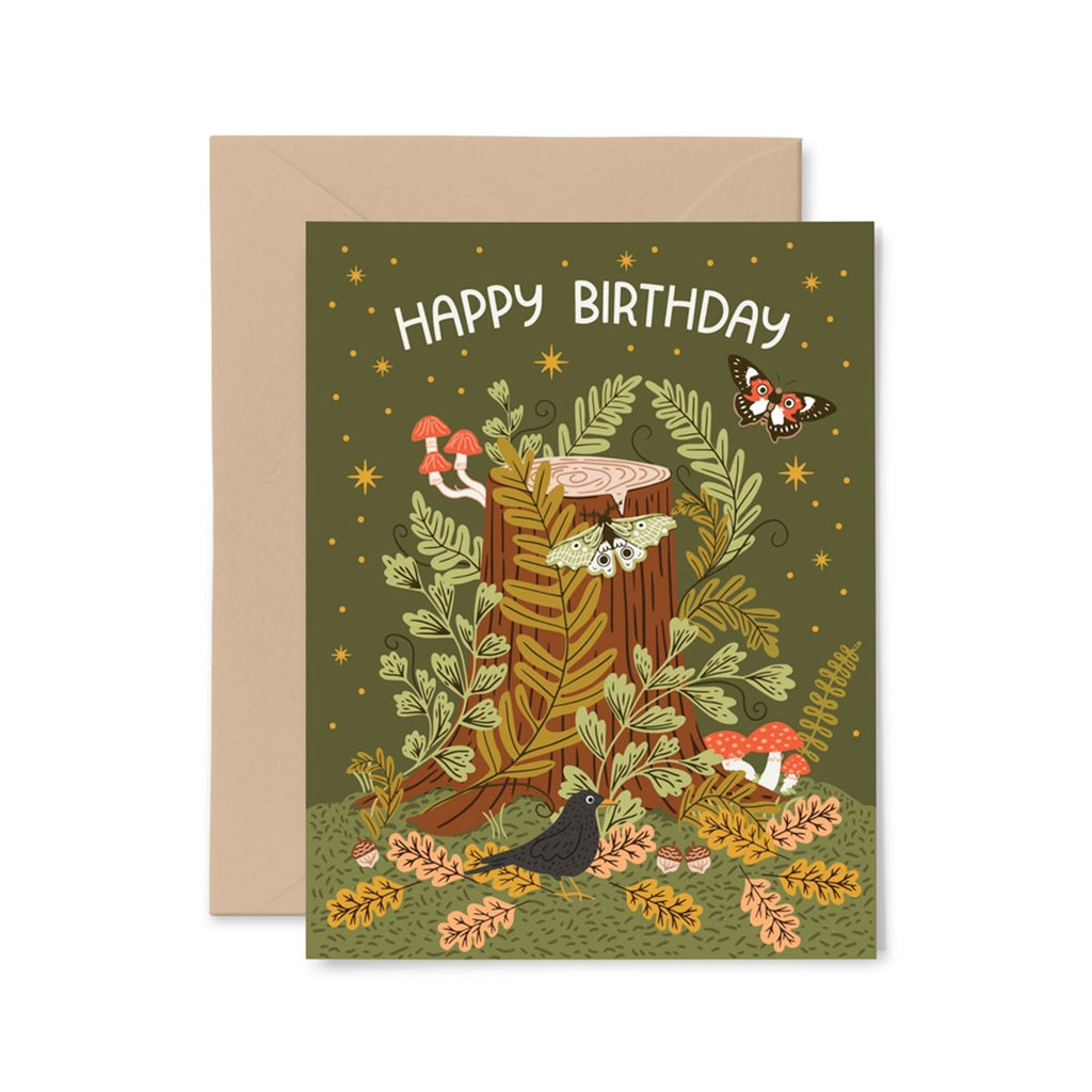 Happy Birthday Tree Stump Greeting Card