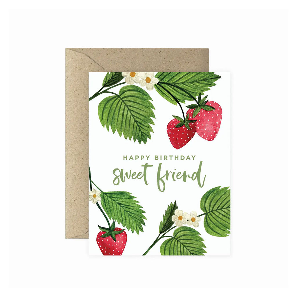 Happy Birthday Sweet Friend Strawberry Greeting Card