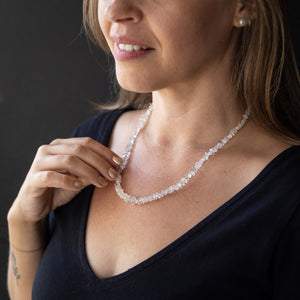 Herkimer Diamond Seed Bead Crystal Necklace