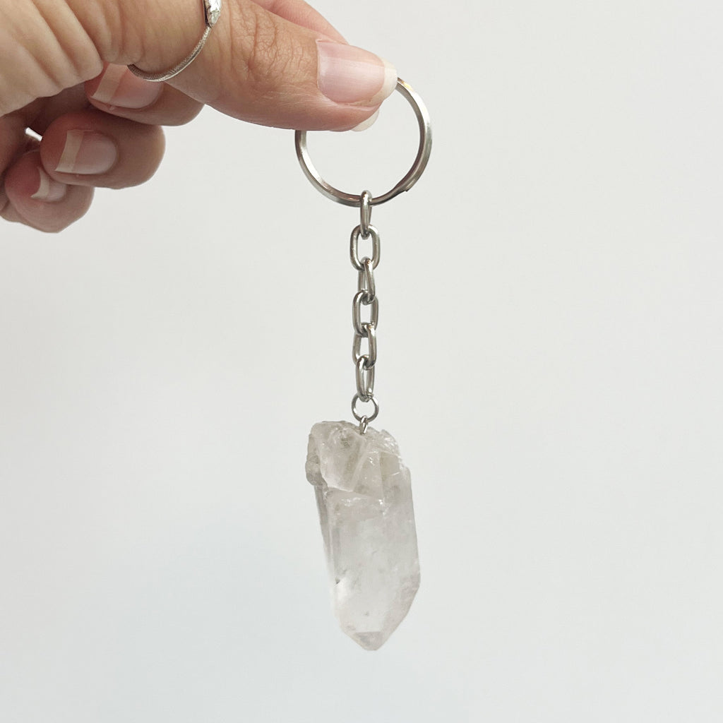 Clear Quartz Point Keychain