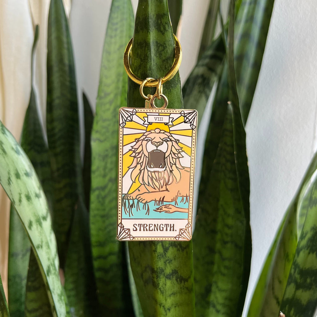 The Strength Tarot Card Enamel Keychain