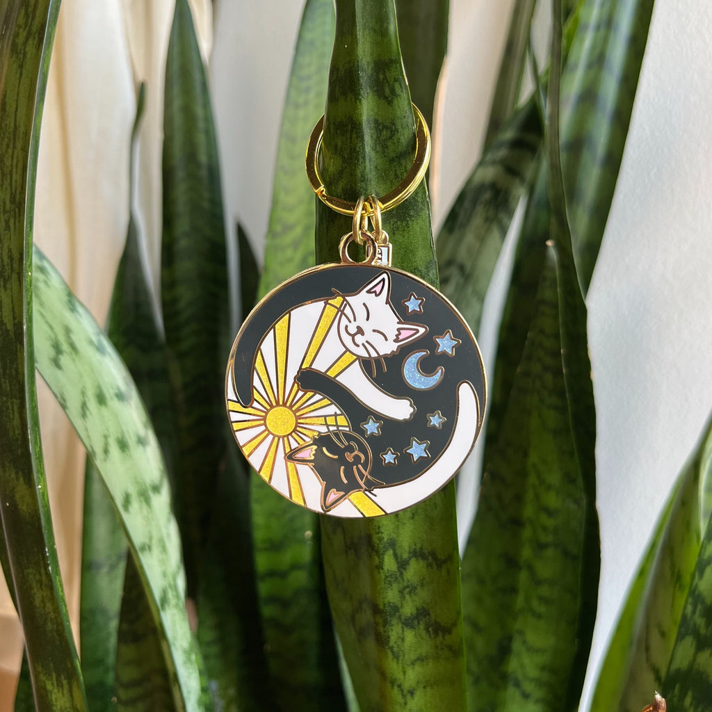 Yin Yang Cats Enamel Keychain