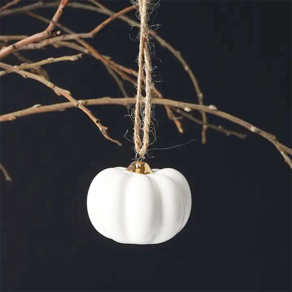 White Pumpkin Ceramic Ornament