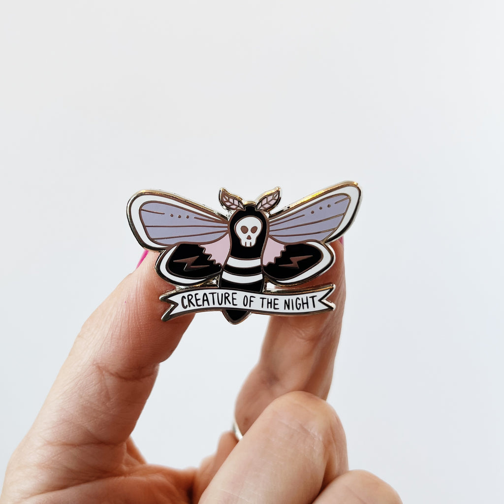 Creature of the Night Moth Enamel Pin