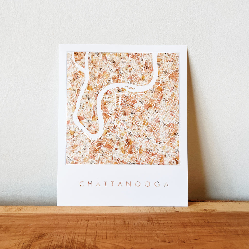 Chattanooga Painted Map Art Print