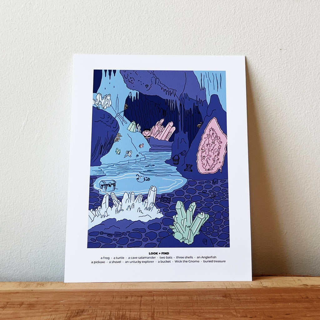 Wick the Gnome Look + Find Art Print - Cave