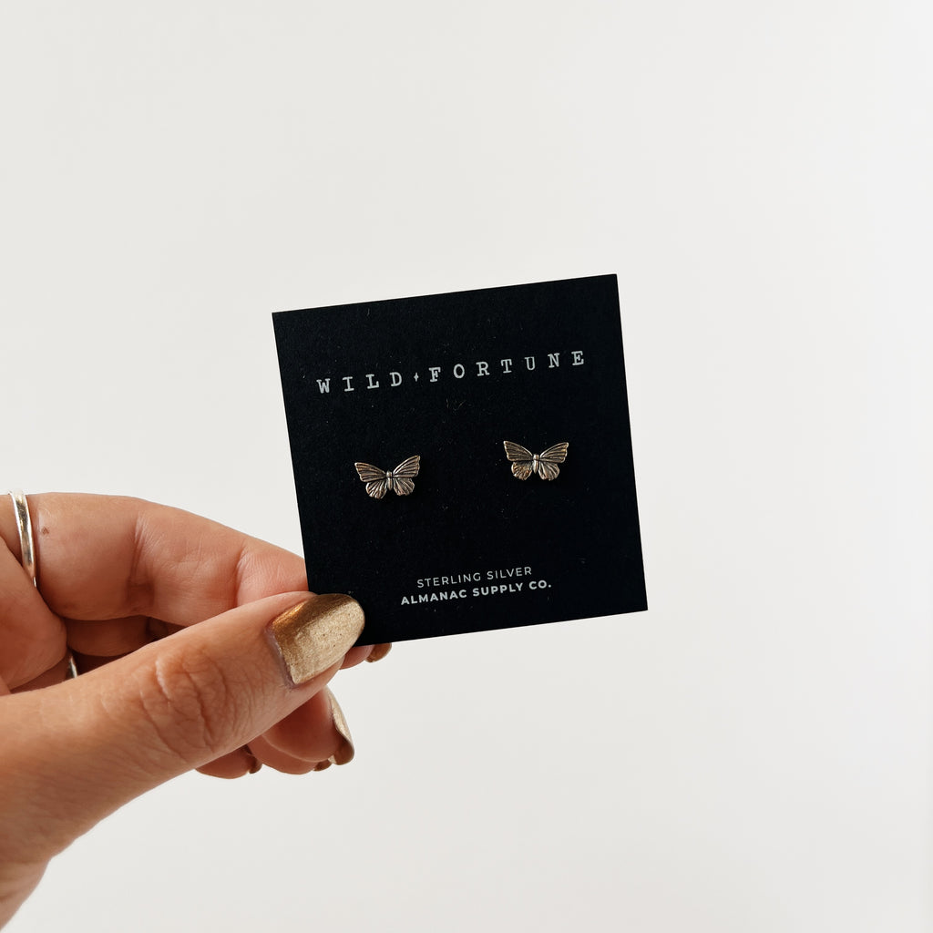 Butterfly Stud Earrings in Sterling Silver