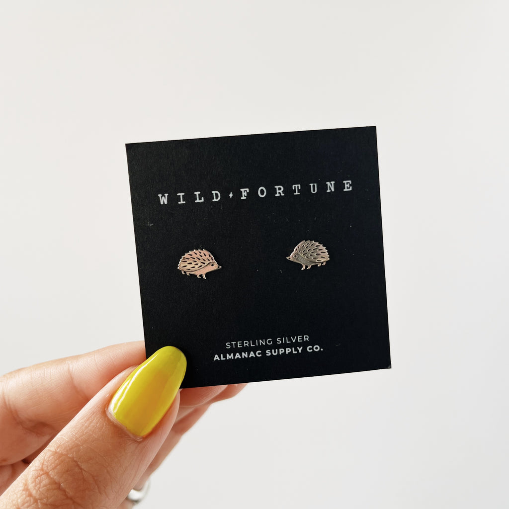 Hedgehog Stud Earrings in Sterling Silver