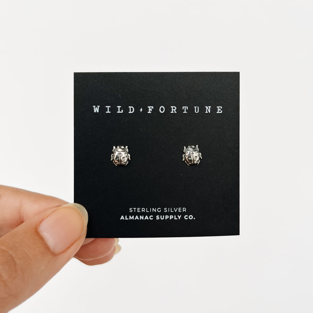 Ladybug Stud Earrings in Sterling Silver