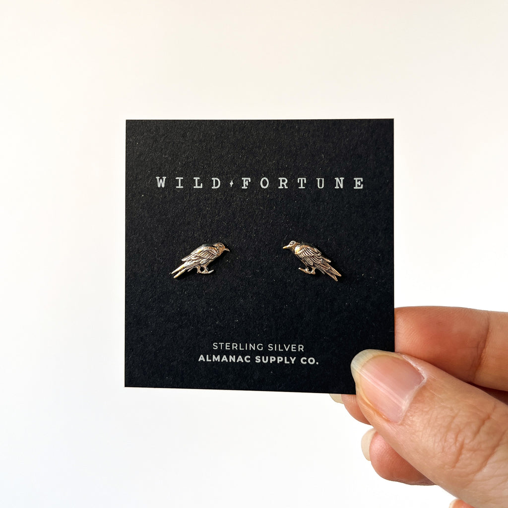 Raven Stud Earrings in Sterling Silver