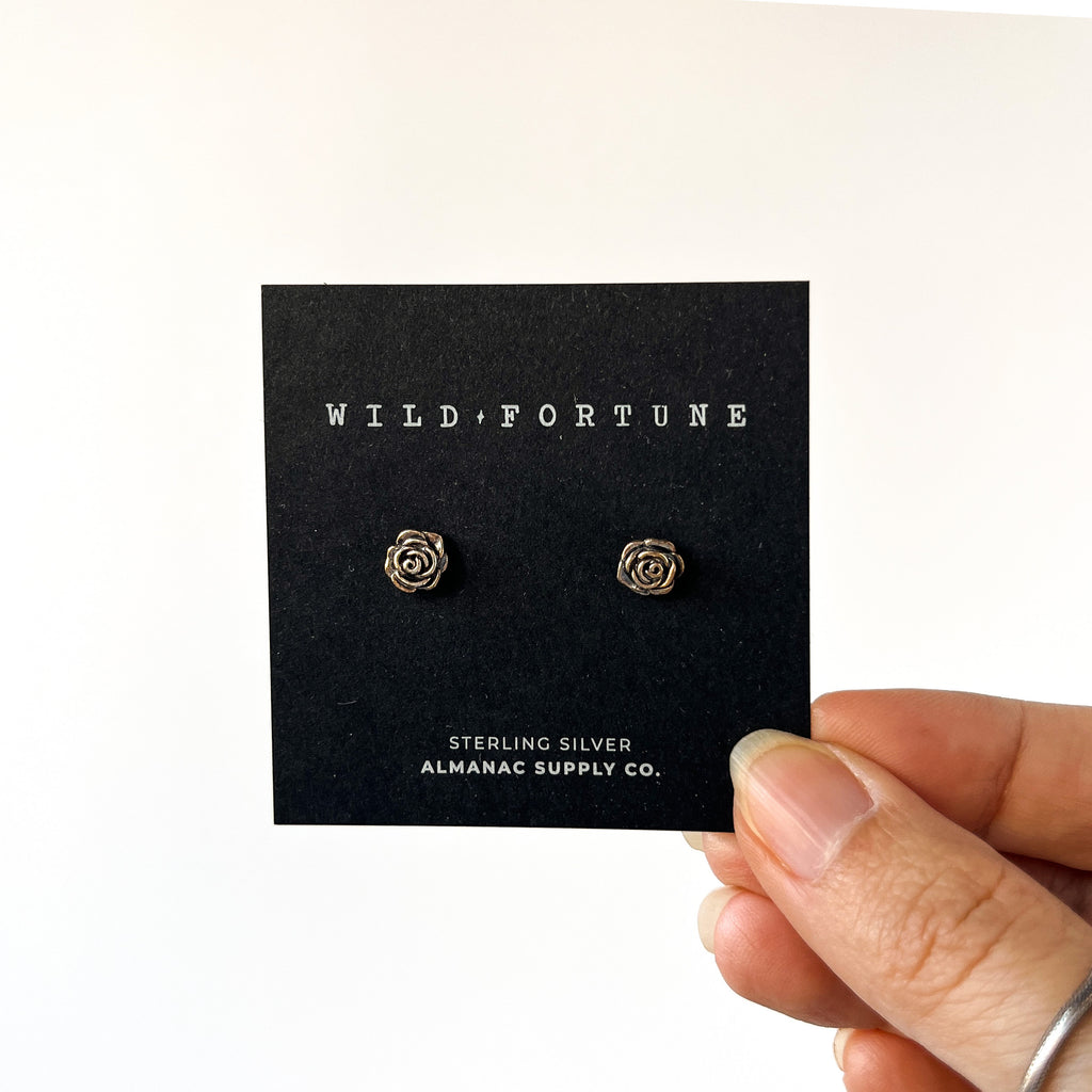 Rose Stud Earrings in Sterling Silver