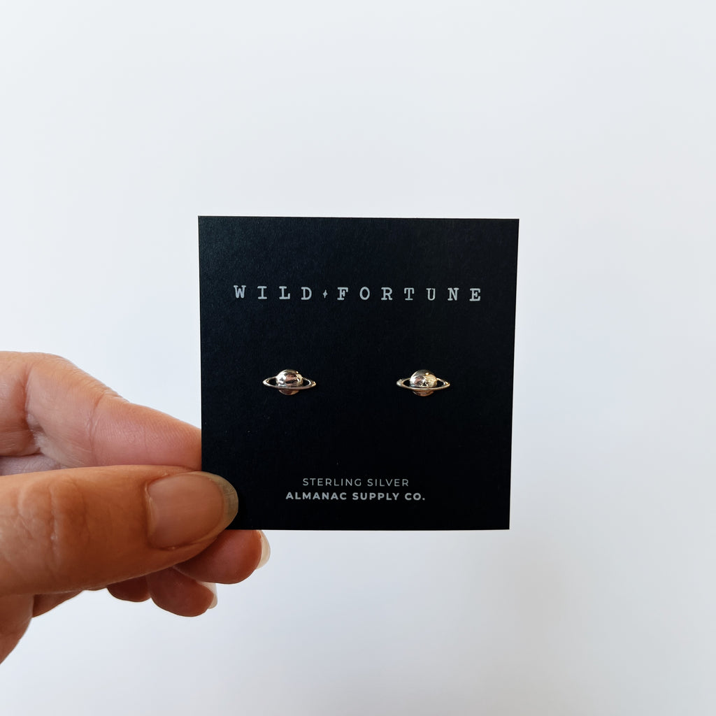 Saturn Stud Earrings in Sterling Silver