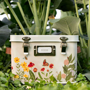 garden seed tin Wildflower Tin Seed Storage Box