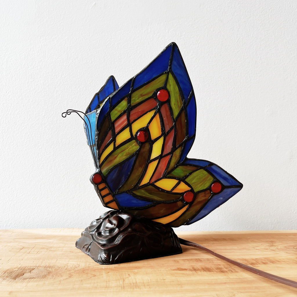 Butterfly Wing Stained Glass Accent Lamp