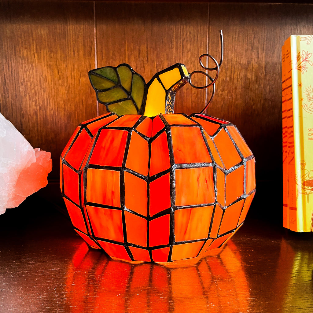 Pumpkin Stained Glass Lamp
