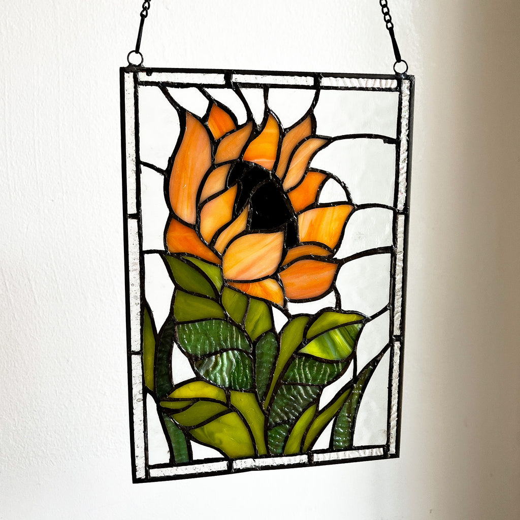 Sunflower Stained Glass Panel