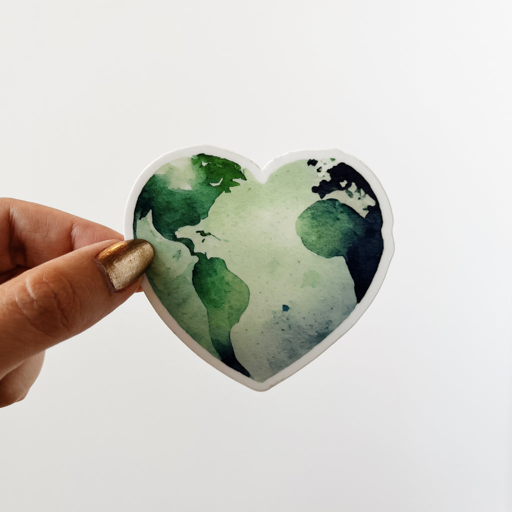 Watercolor Earth Heart Sticker