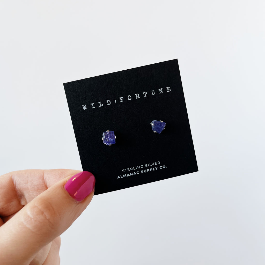 Tanzanite Stud Earrings in Sterling Silver