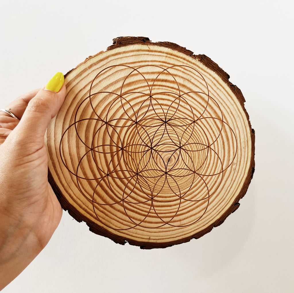 Flower of Life Wooden Crystal Grid Template