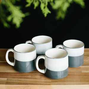 Four ceramic misty morning mugs