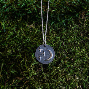 Star and Moon coin charm on chain