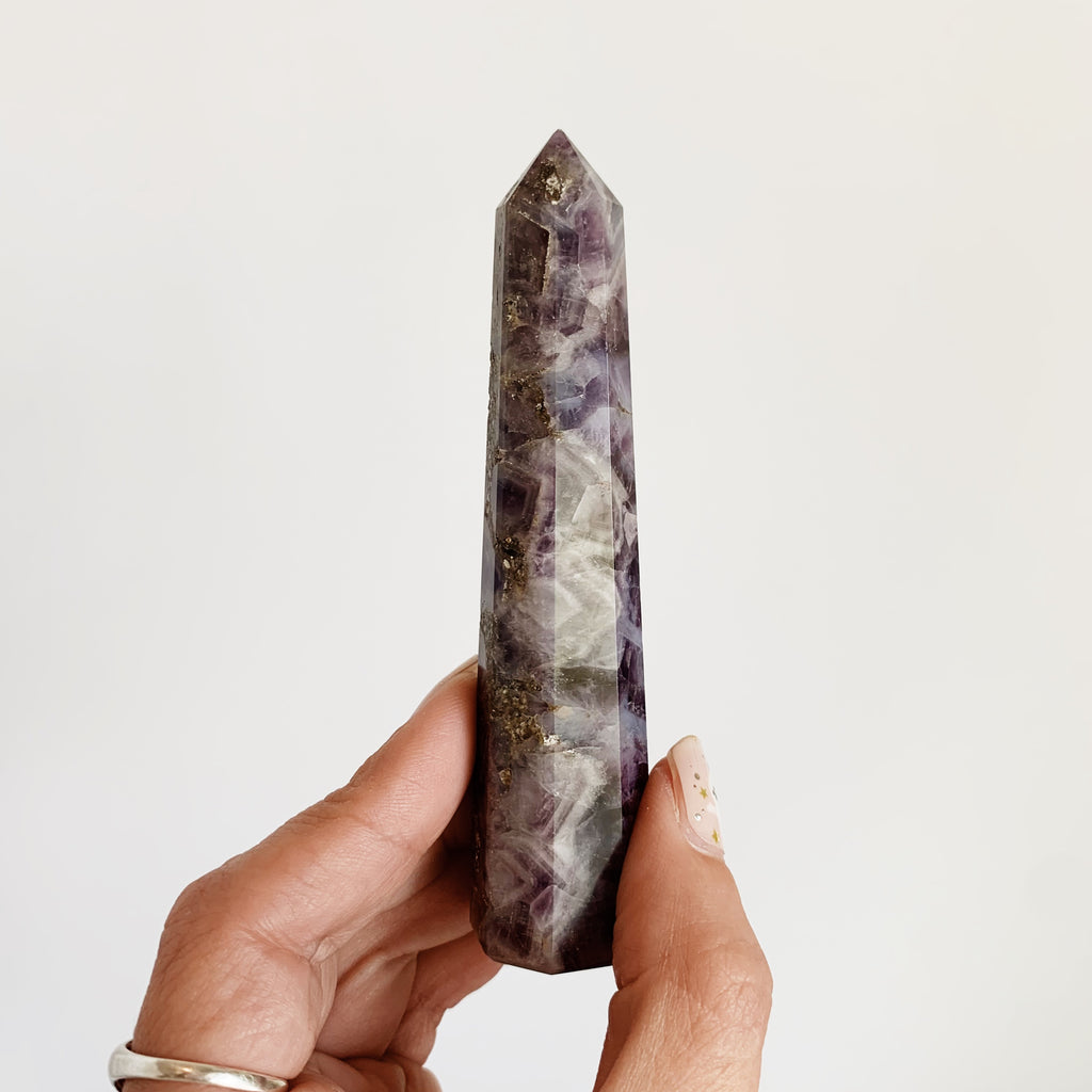 Polished Chevron Amethyst tower