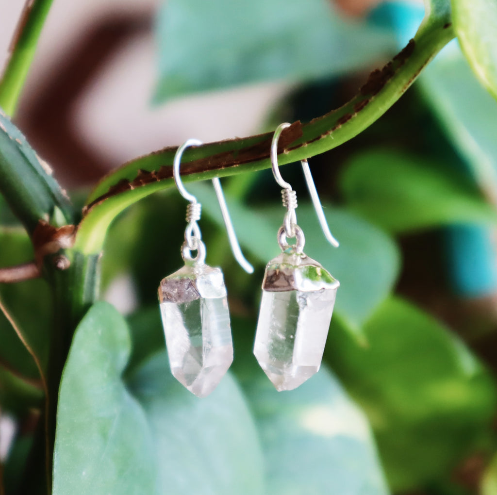 Clear Quartz point earrings