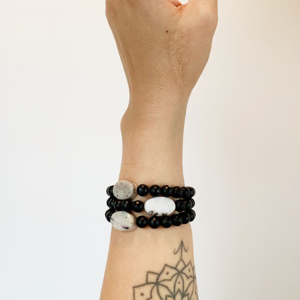 White and black crystal bracelet