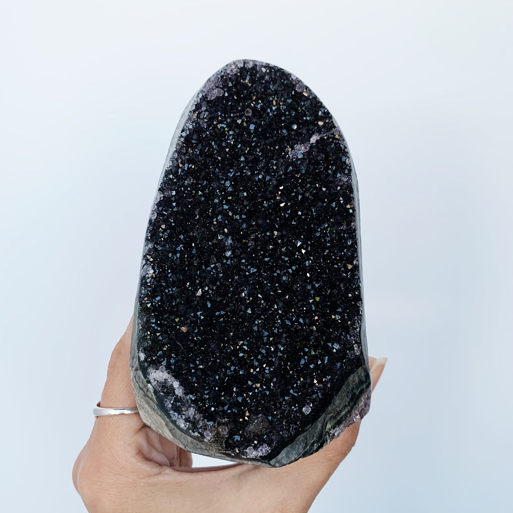 Standing Black Galaxy Amethyst