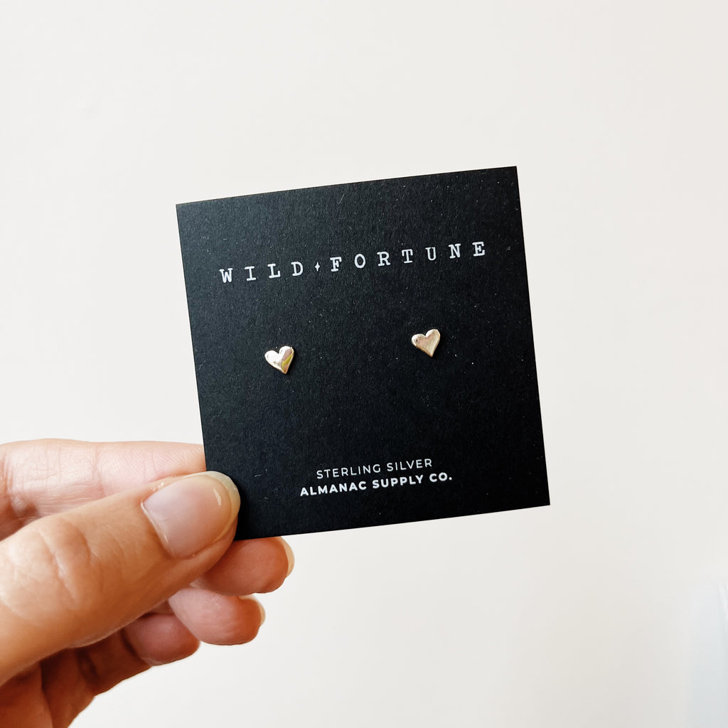 Silver tiny hearts stud earrings
