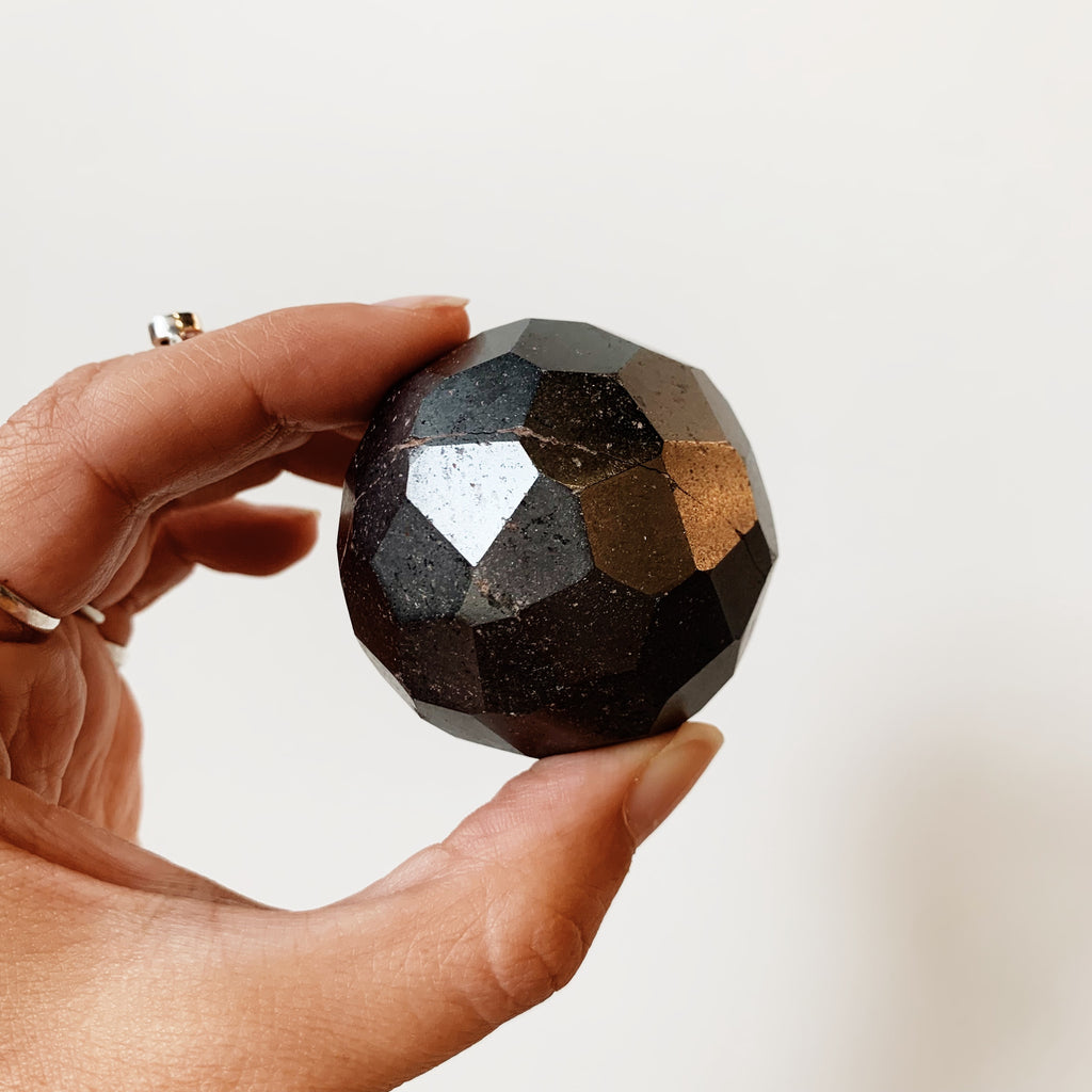 Hematite faceted sphere