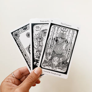 3 cards from the Hermetic Tarot including the Chariot